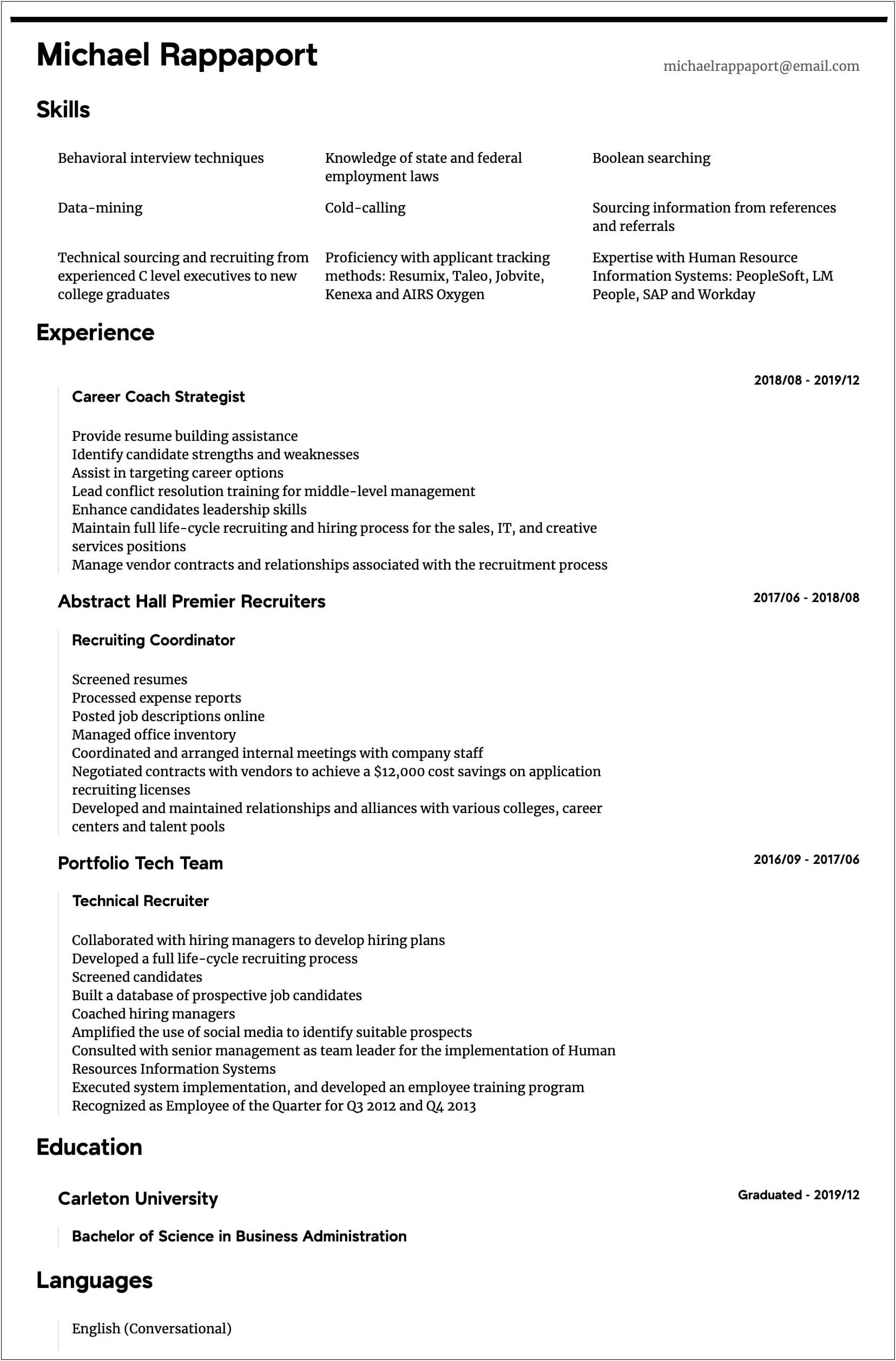 Career Highlights In Resume Examples