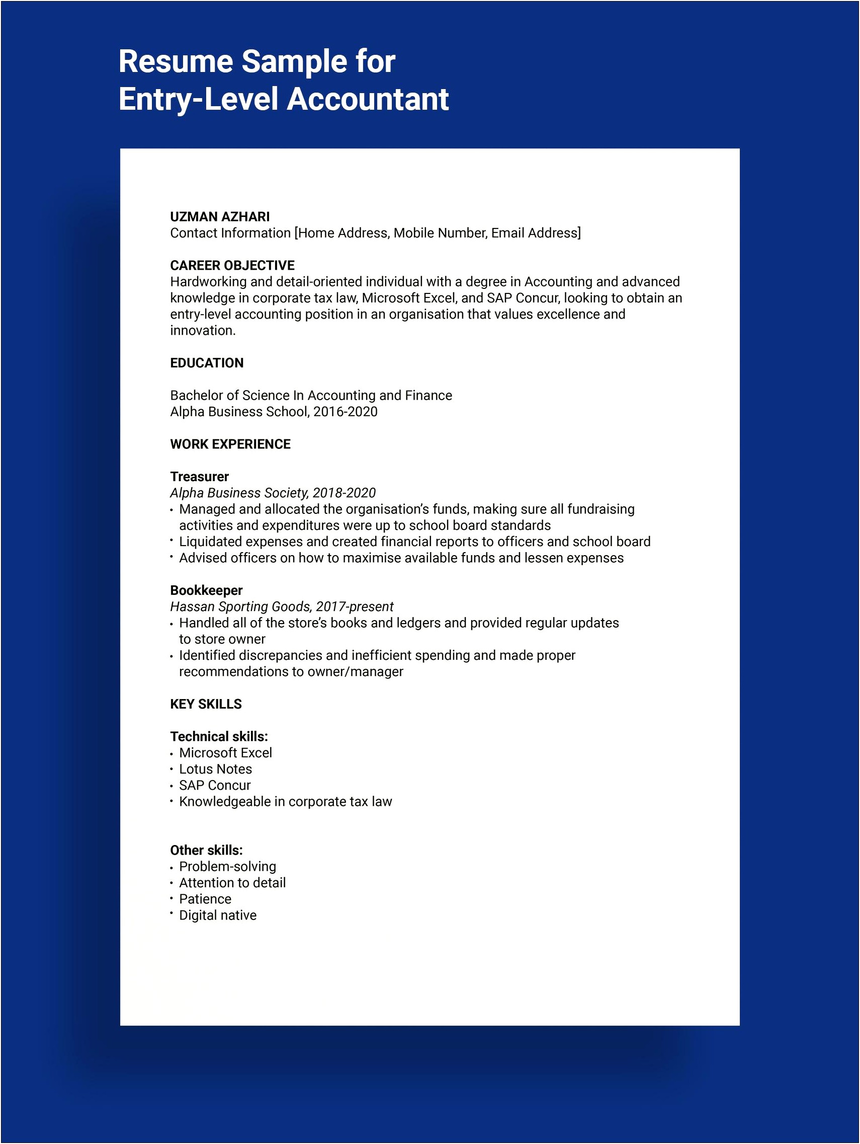 Career Objective For Accountant Resume