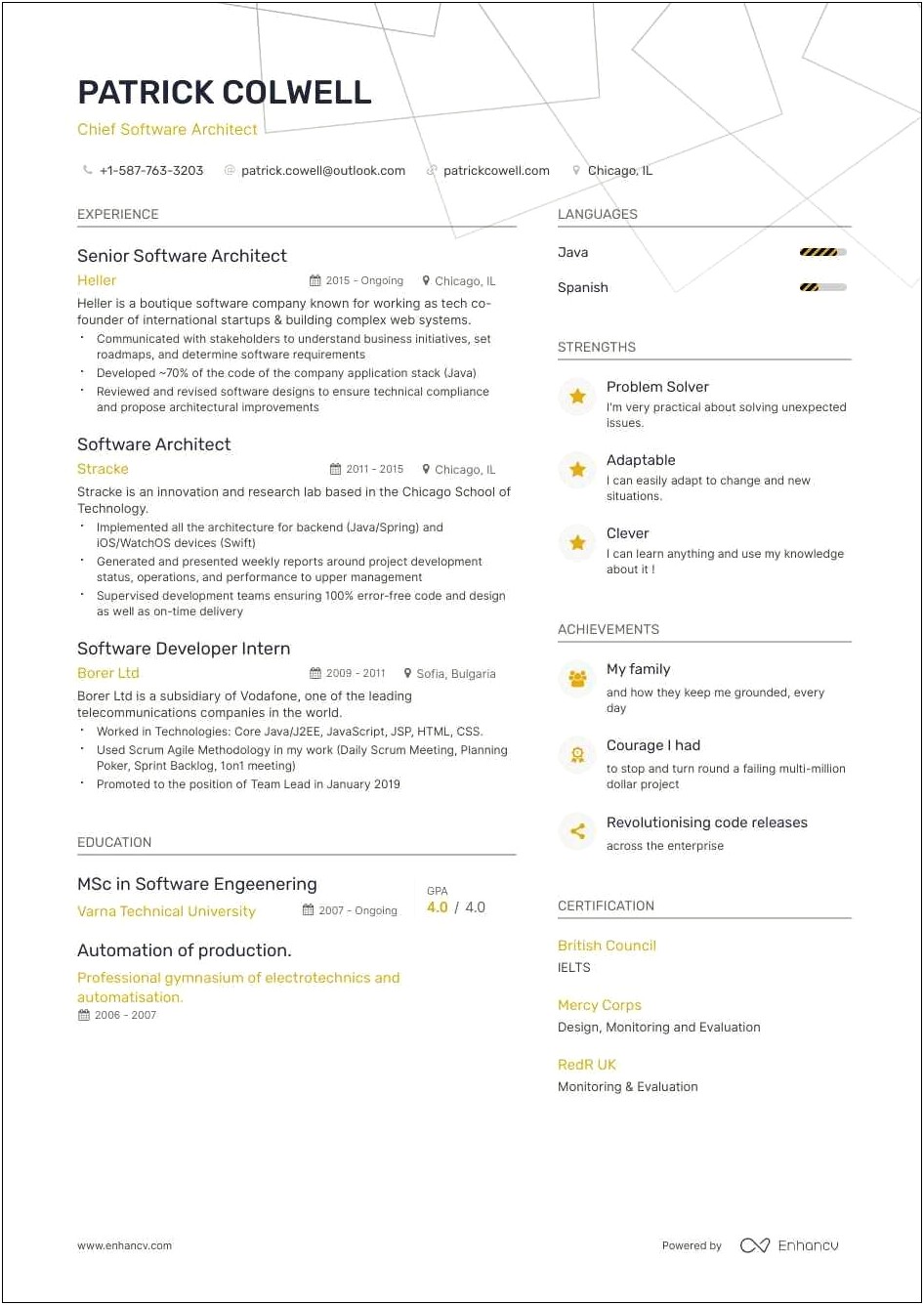 Career Objective For Architect Resume