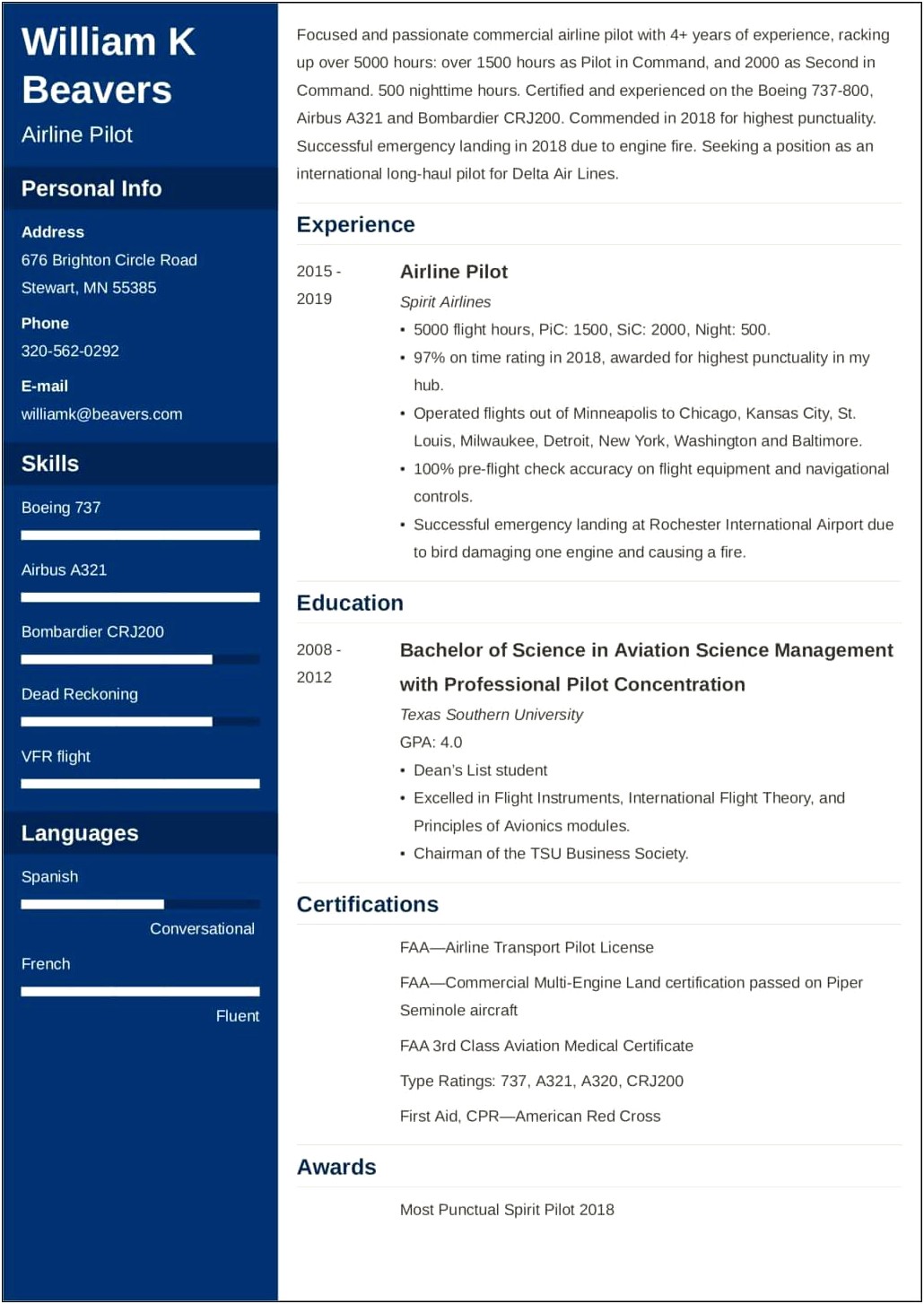Career Objective For Aviation Resume