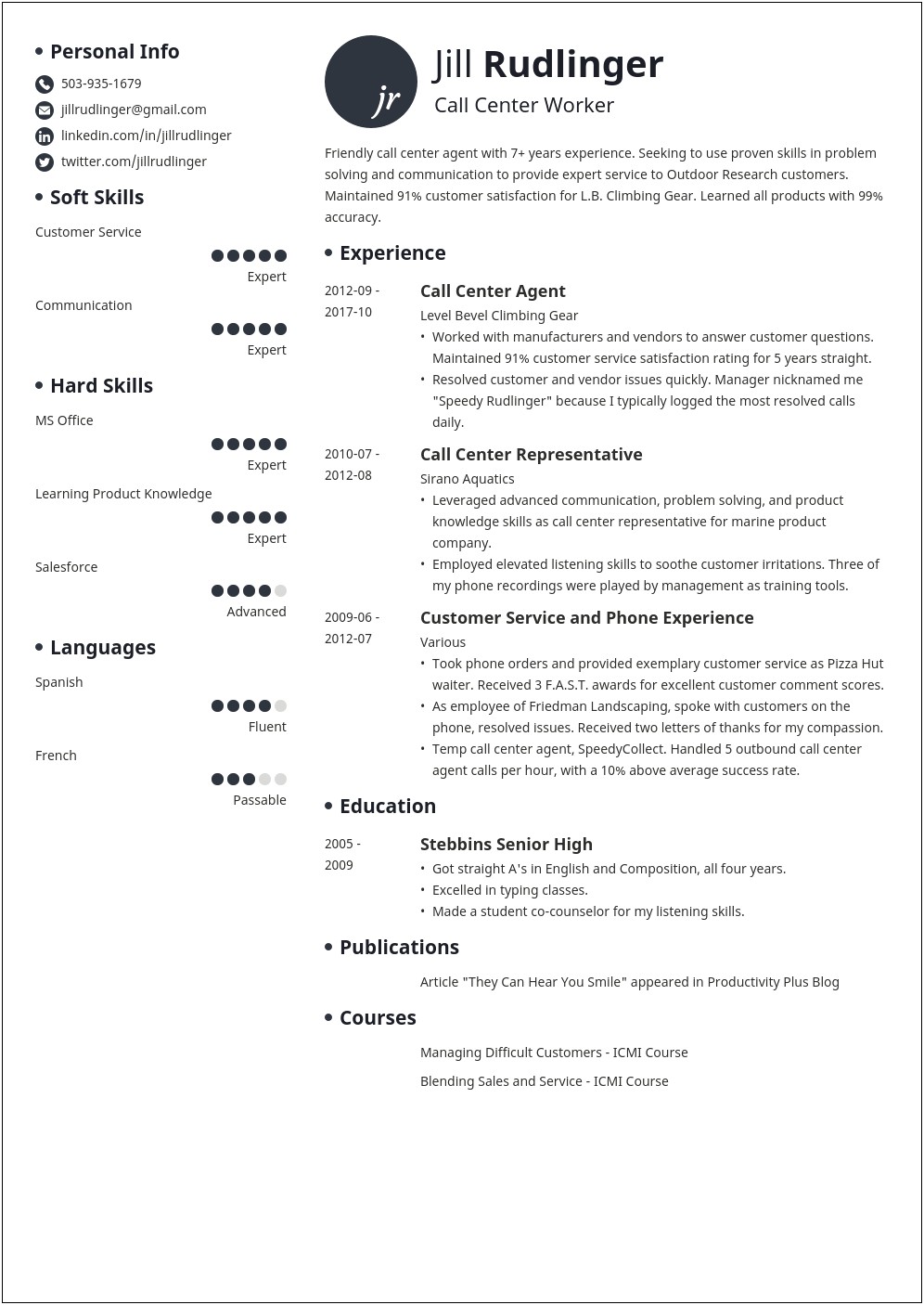Career Objective For Call Center Resume