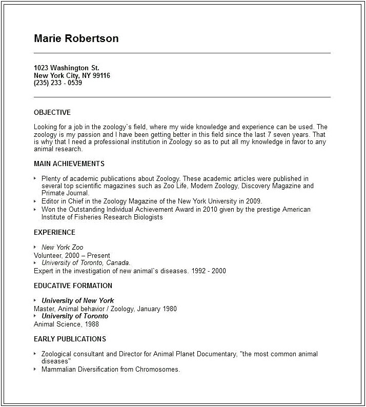 Career Objective For Lecturer Professional Resume