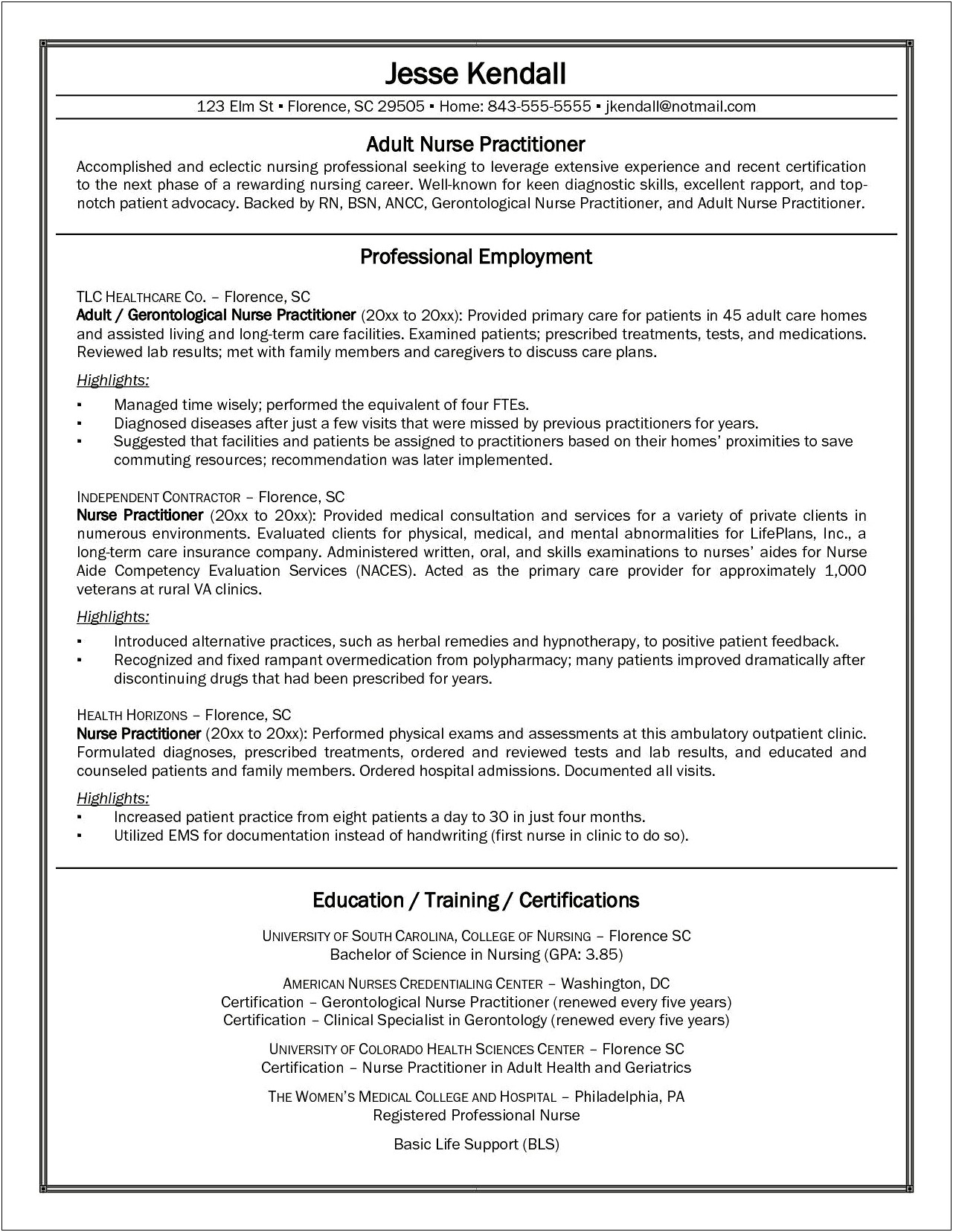 Career Objective For Nursing Resume