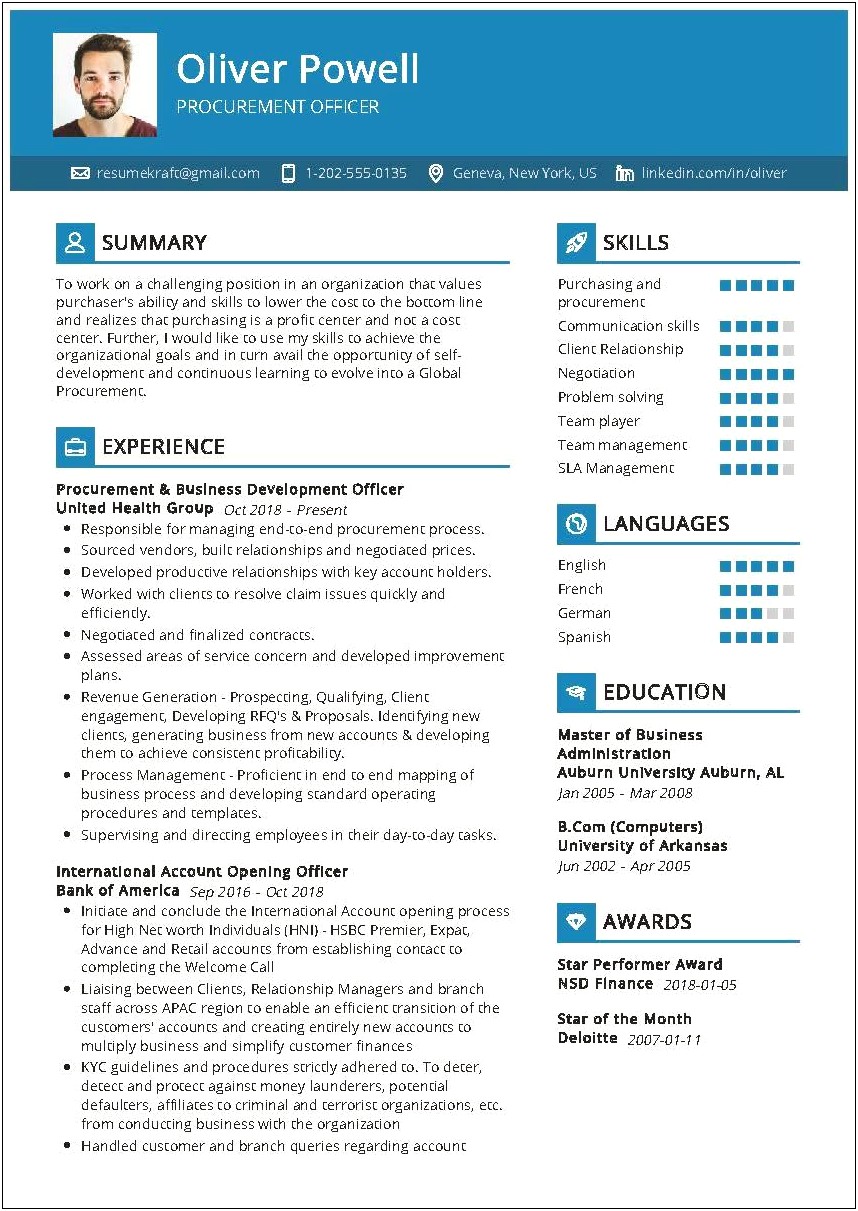 Career Objective For Procurement Manager Resume