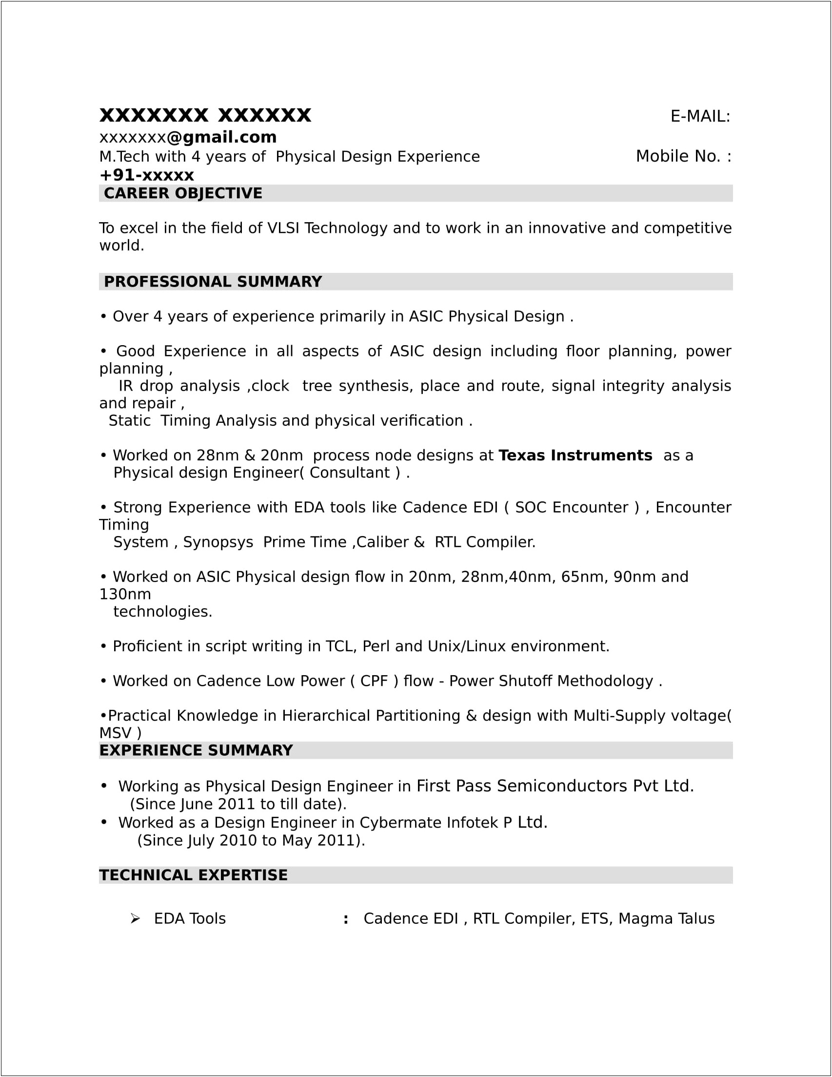 Career Objective For Resume For M Tech