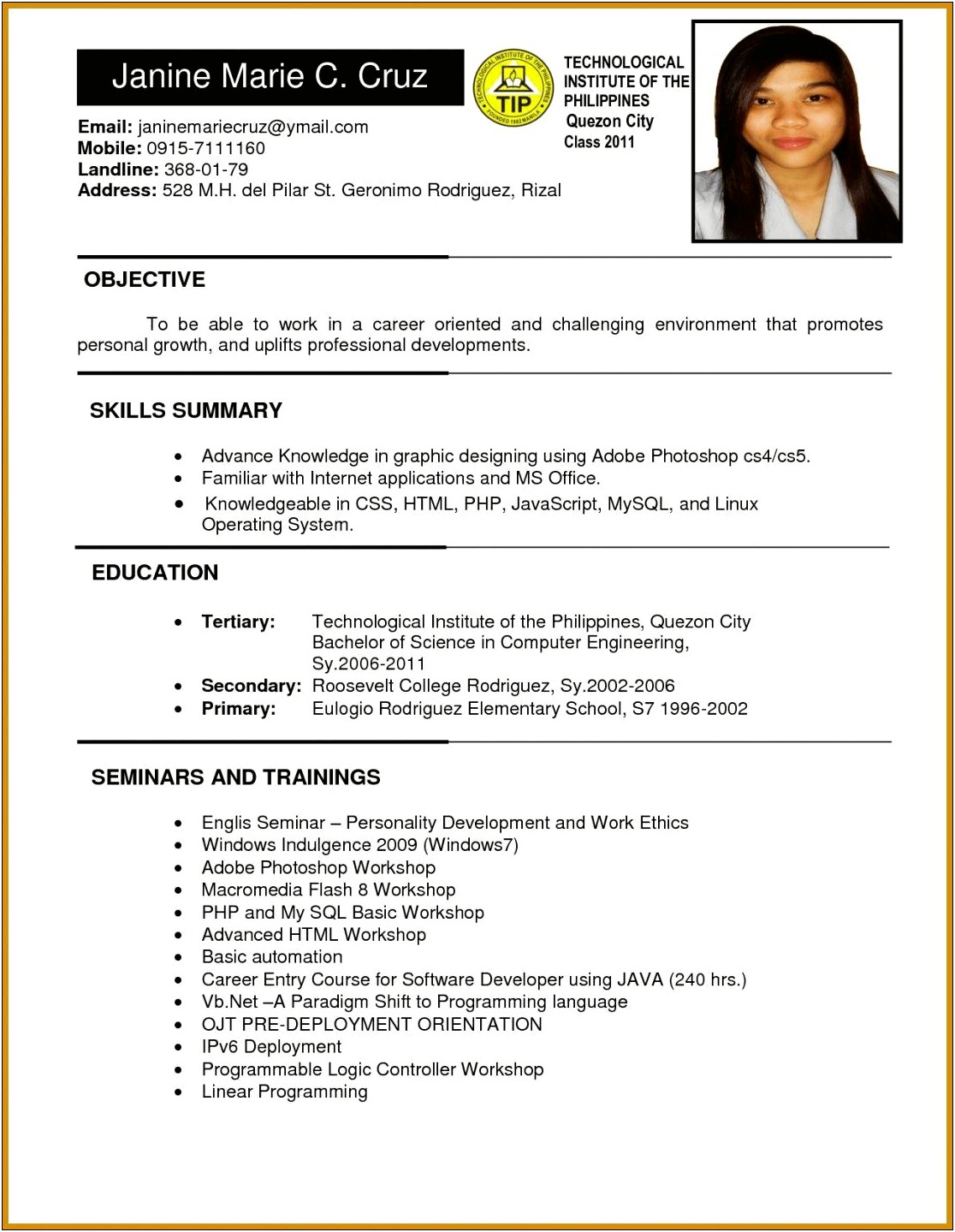 Career Objective For Tourism Resume