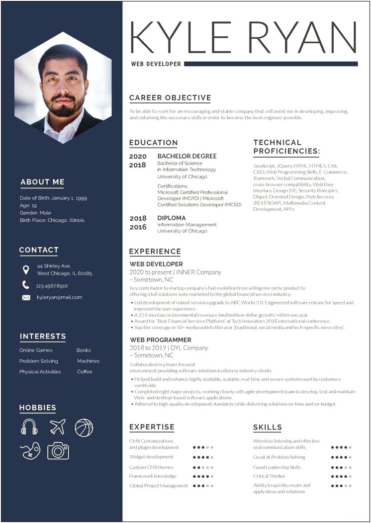 Career Objective For Web Developer Resume