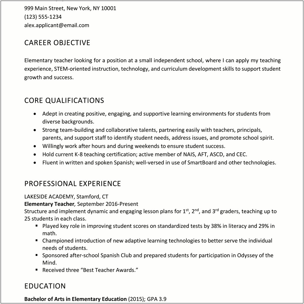 Career Objective On Resume For It Professionals