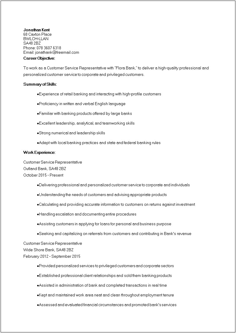 Career Objective On Resume For Retail