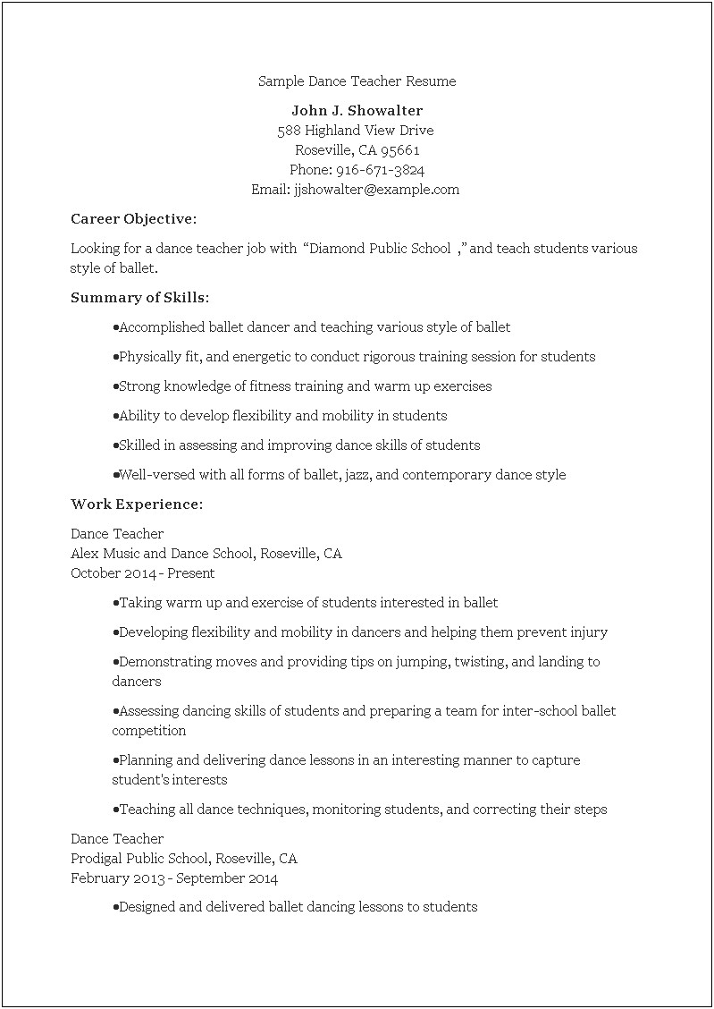 Career Objective On Resume In Music