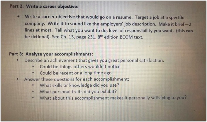 Career Objective Part Of Resume