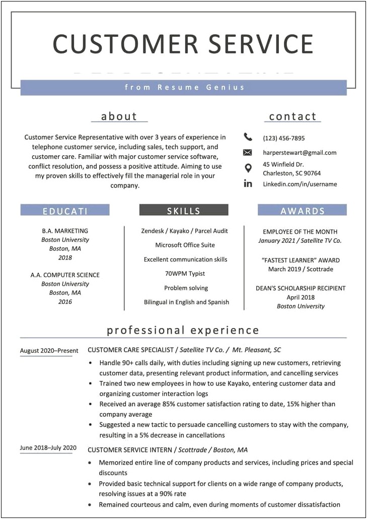 Career Objective Resume Customer Service Leadership