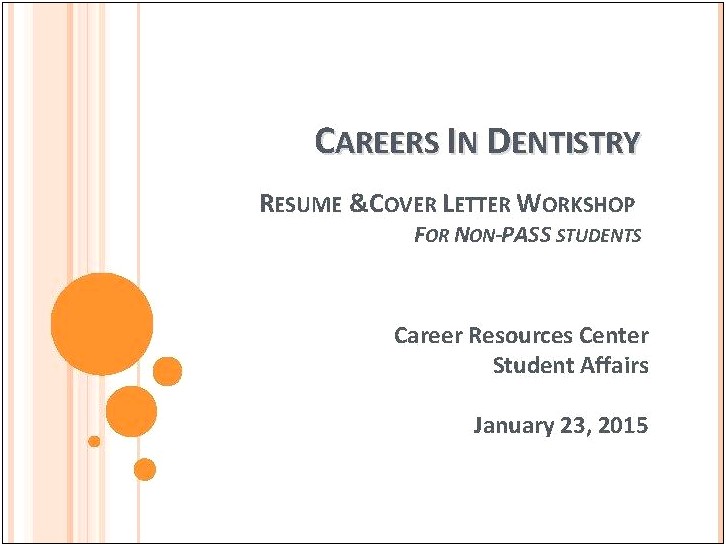 Career Services Resume And Cover Letter Workshop