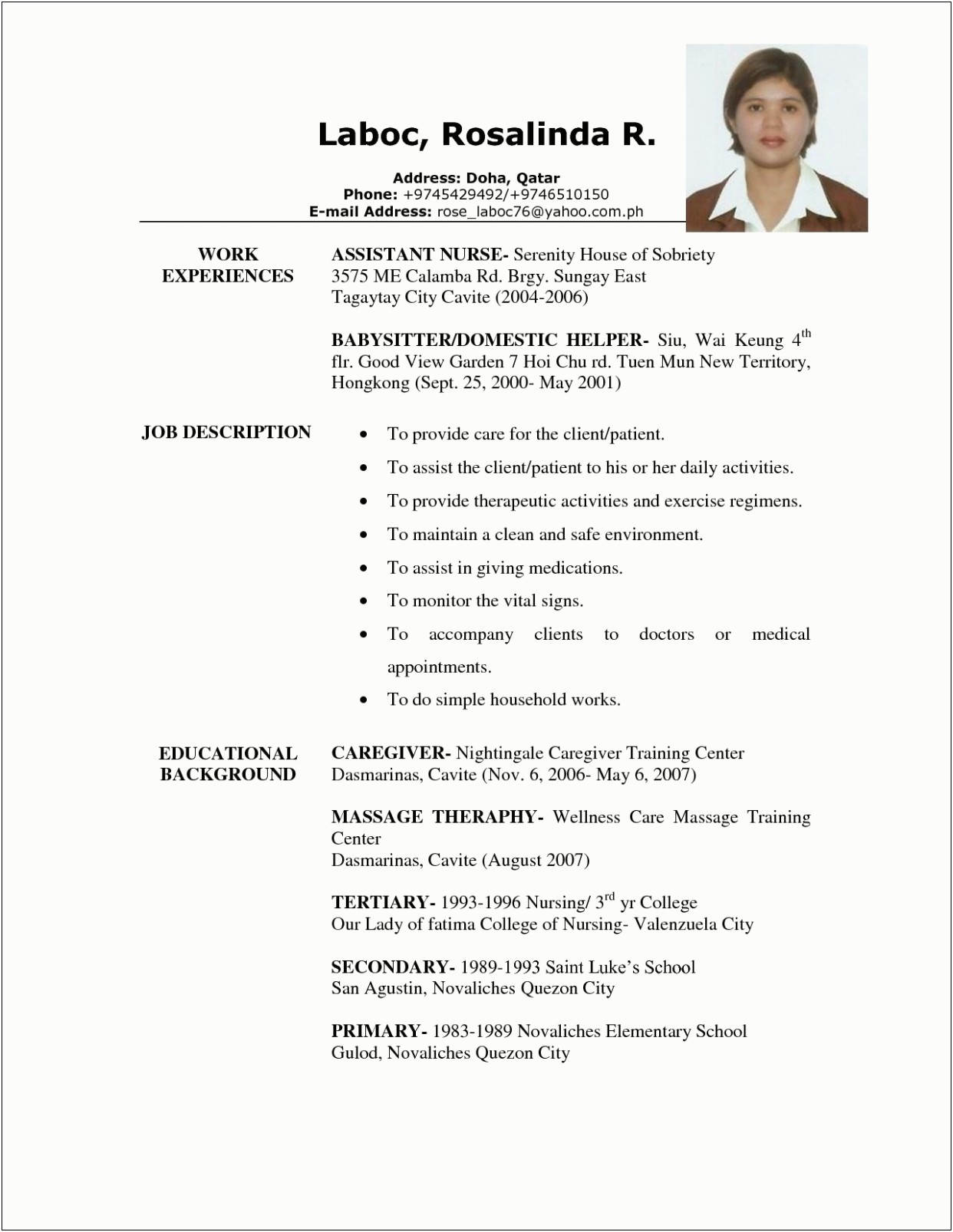Caregiver Skills And Abilities For Resume