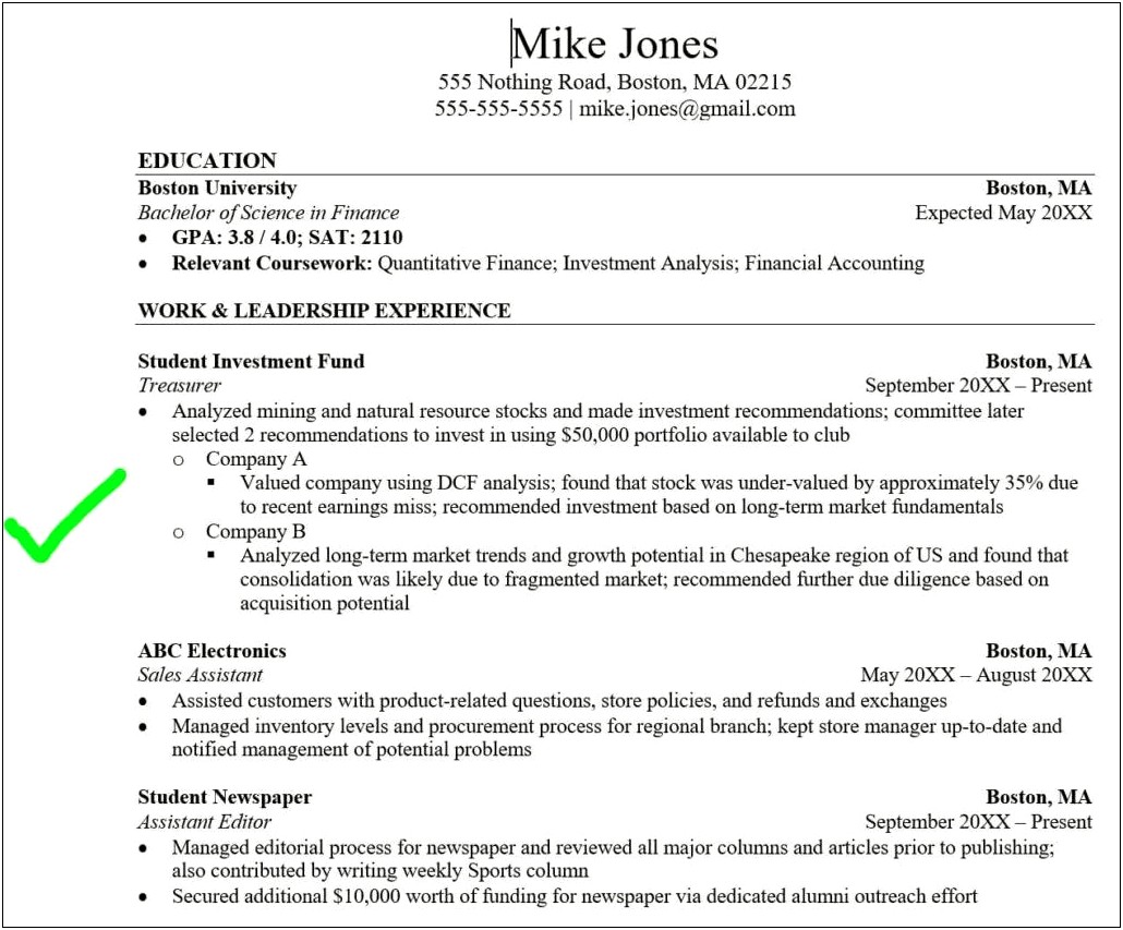 Case Competition On Resume Example