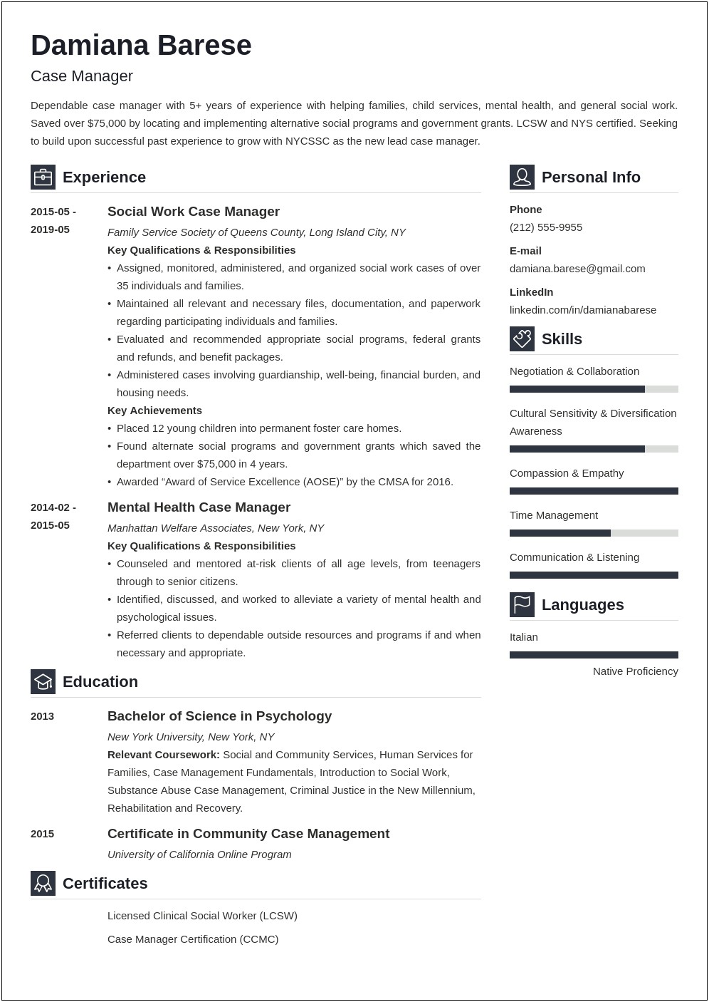 Case Manager Objective On Resume