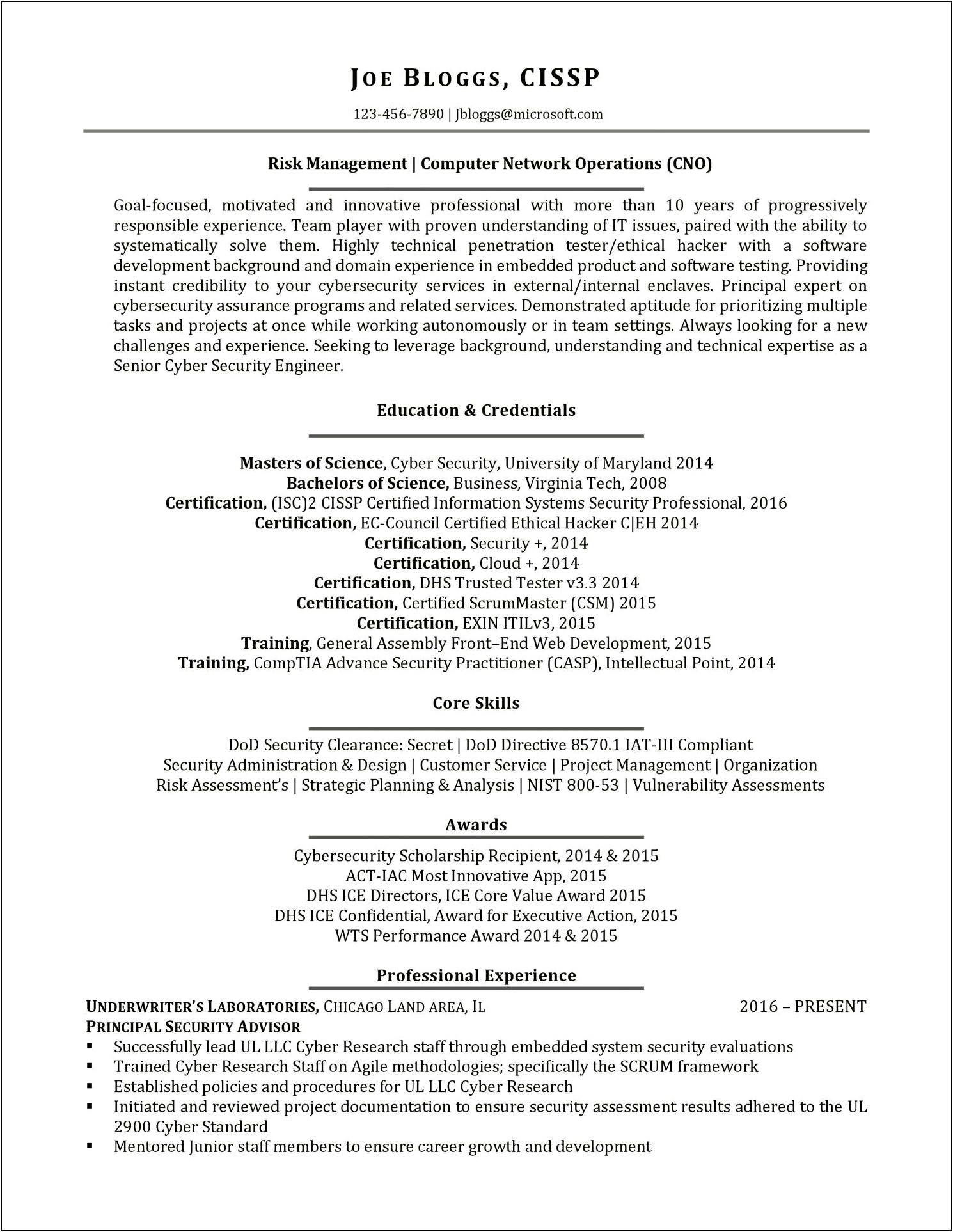 Certfied Comptia A Resume Sample