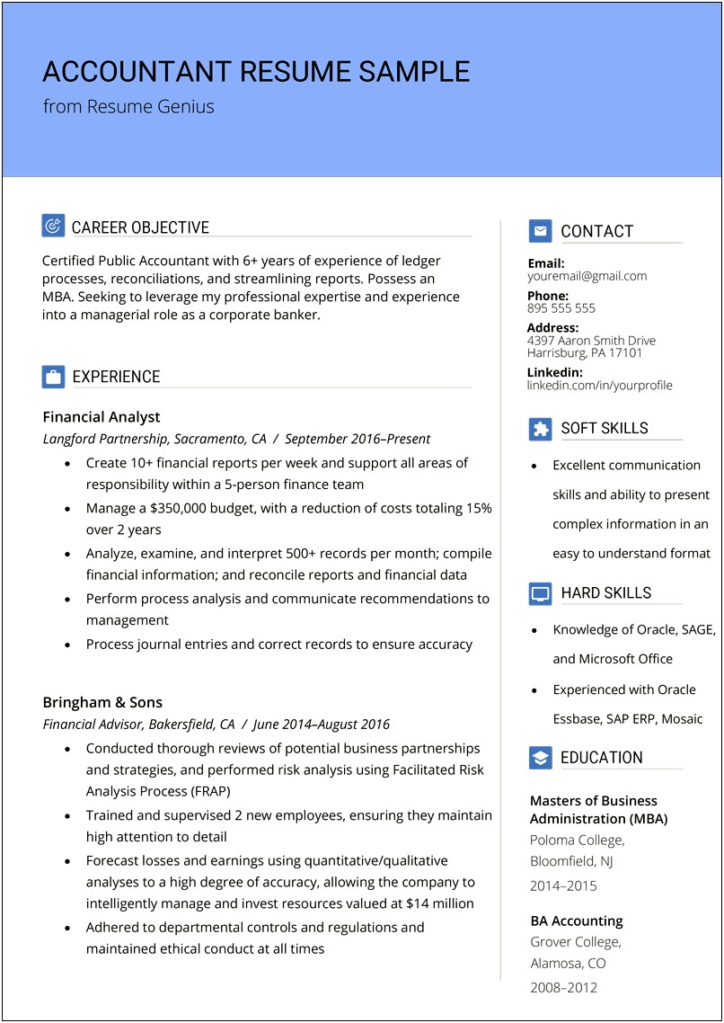 Certified Management Accountant Resume Examples