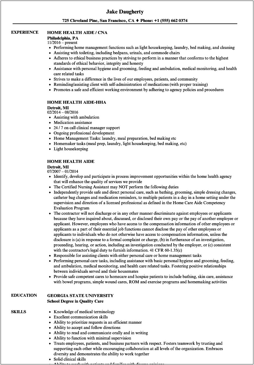 Certified Medication Aide Job Duties For Resume