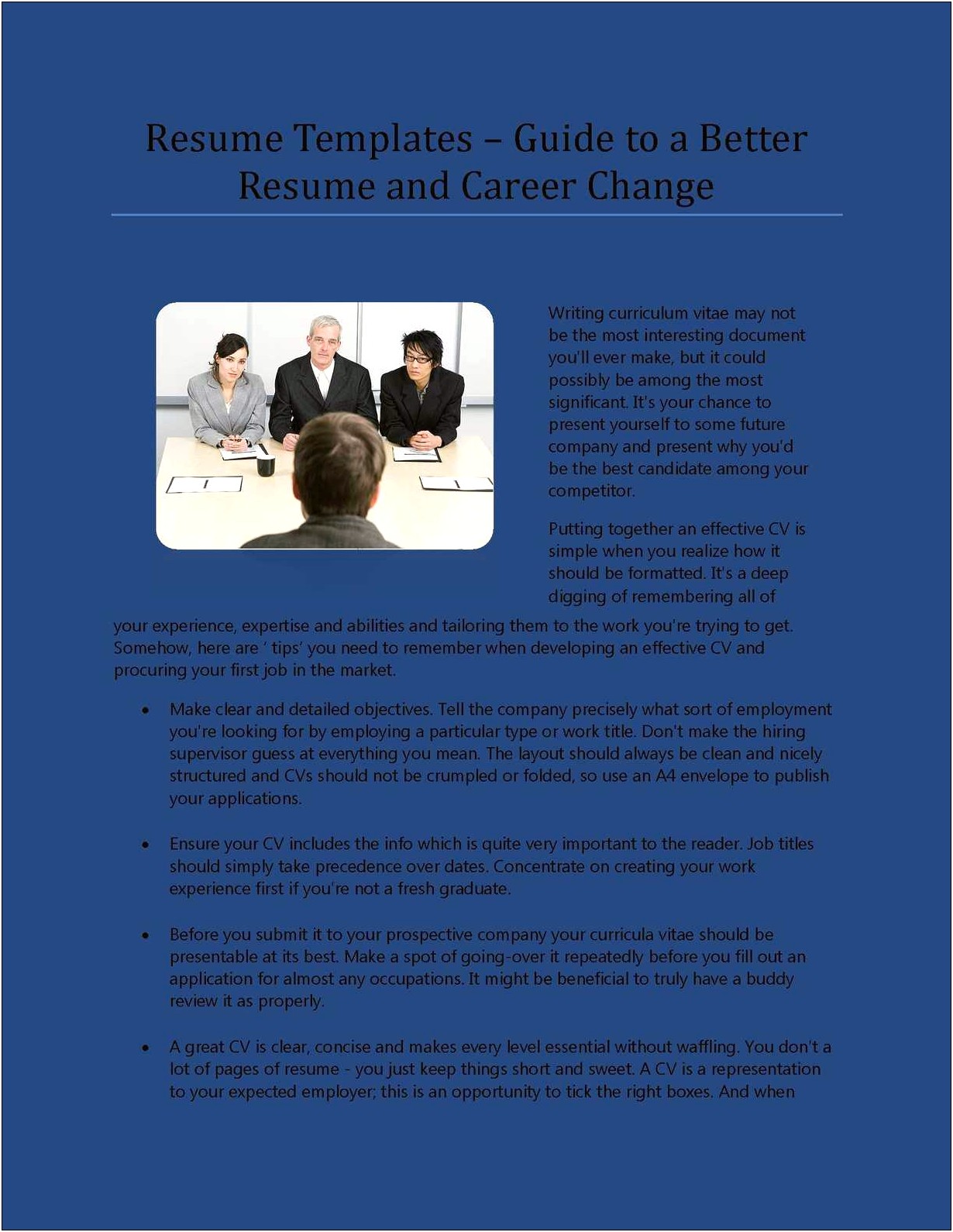 Change In Career Resume Samples