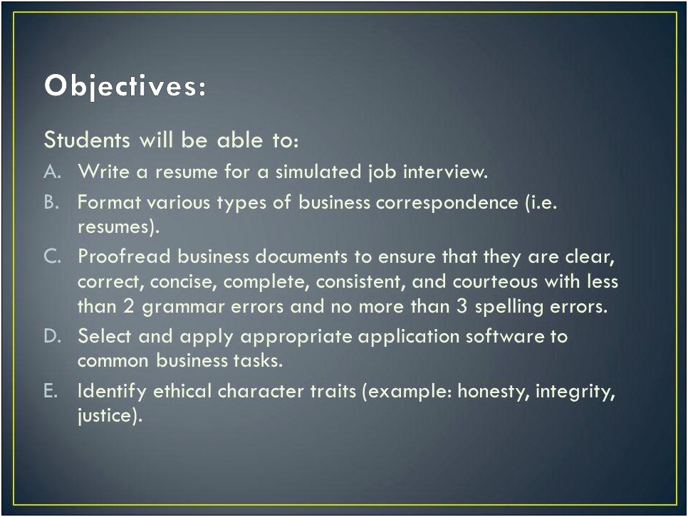 Character Traits To Put On A Resume