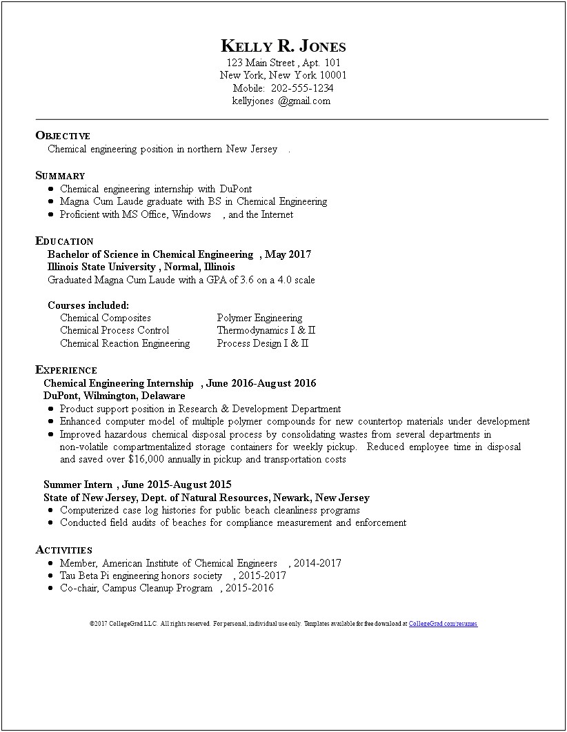 Chemistry Material Science Resume Examples