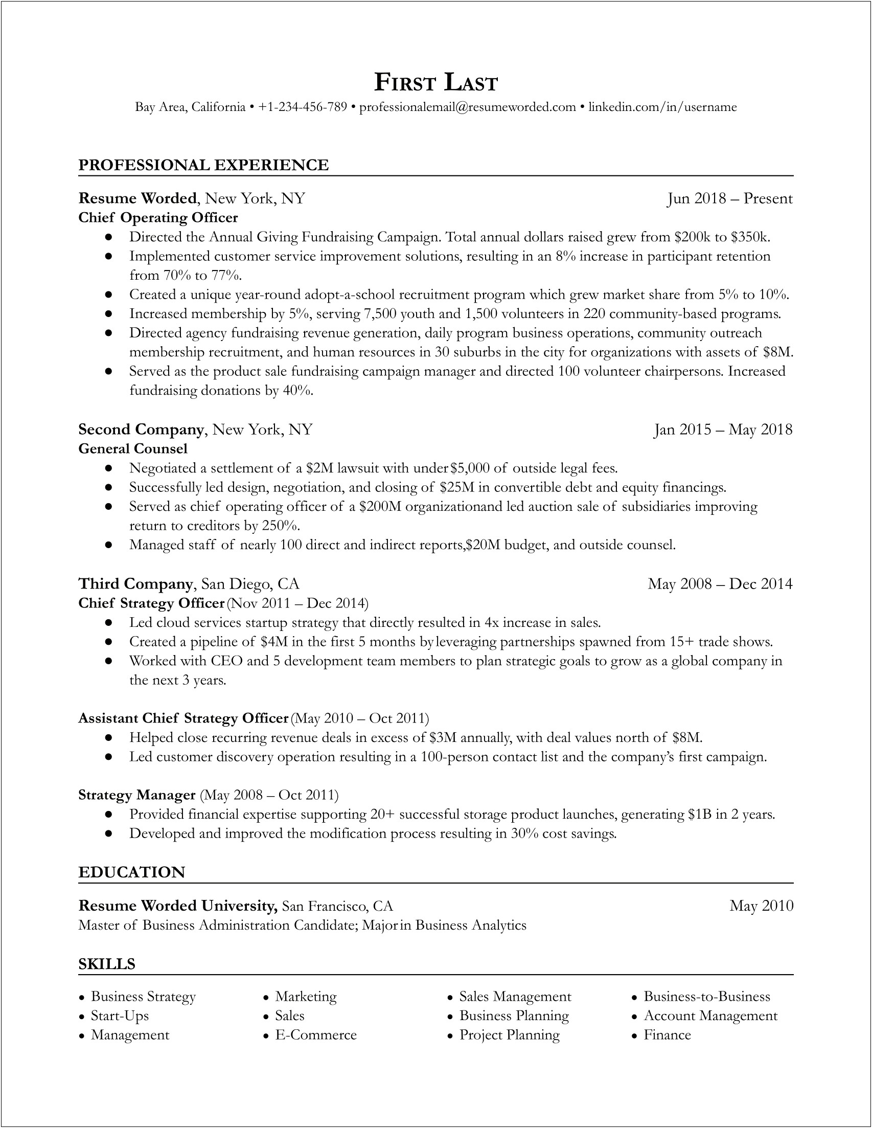 Chief Digital Officer Resume Examples