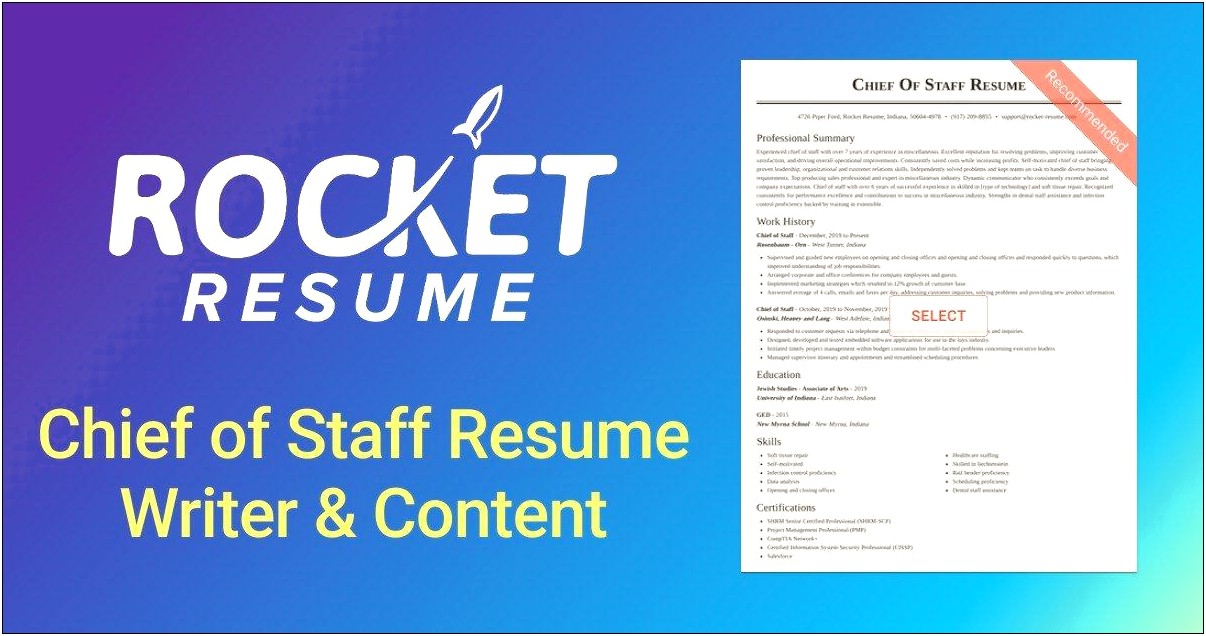 Chief Of Staff Resume Examples