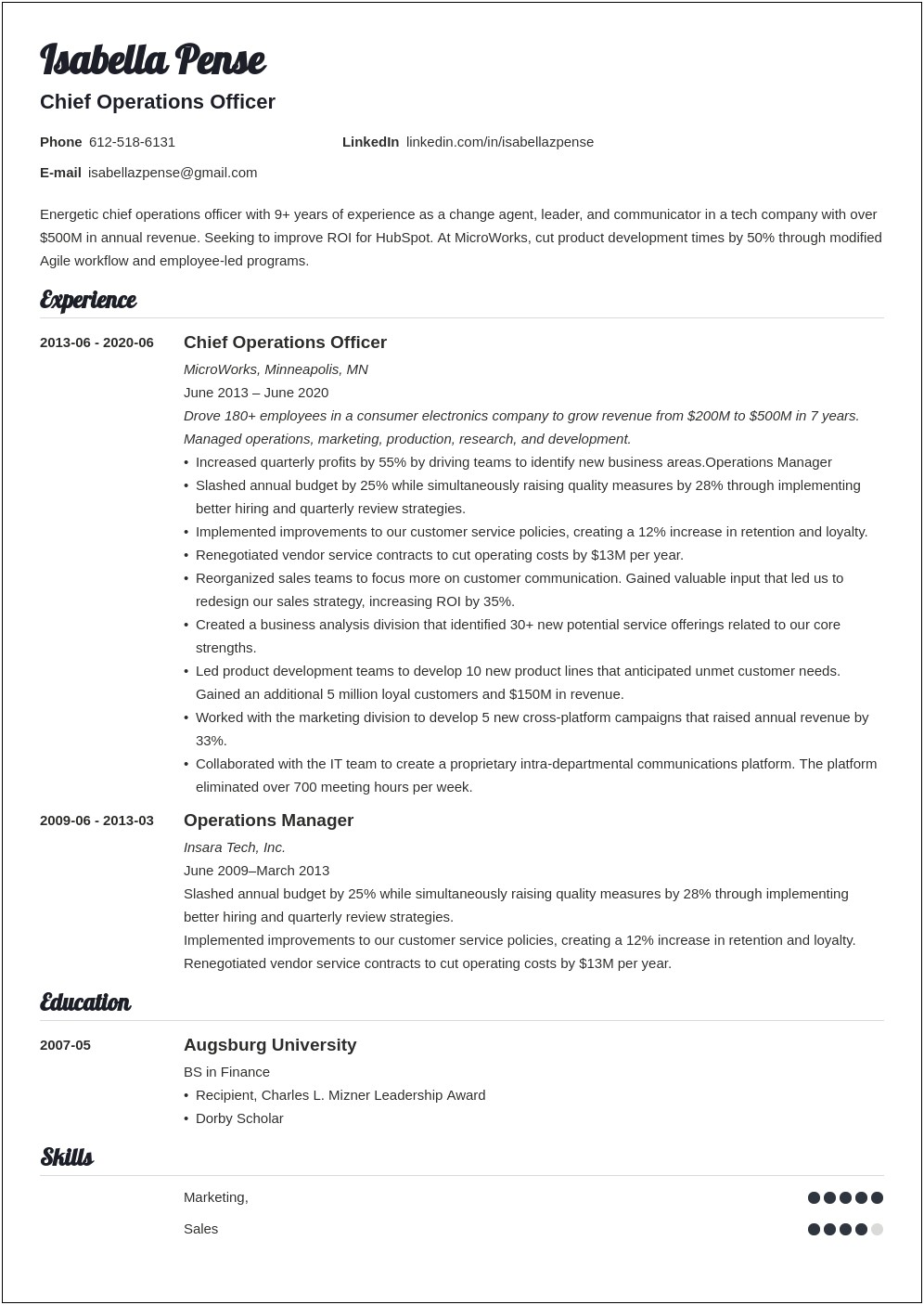 Chief Operating Officer Hospice Resume Examples