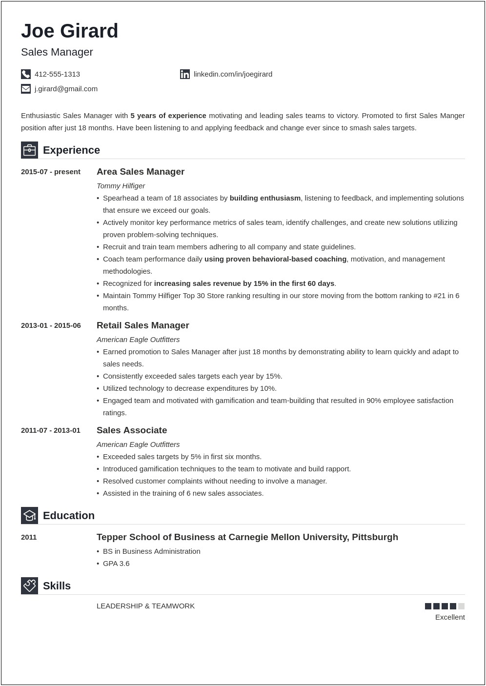 Chief Sales Officer Resume Examples