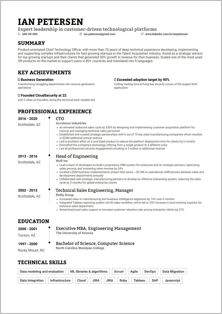 Chief Strategy Officer Resume Sample
