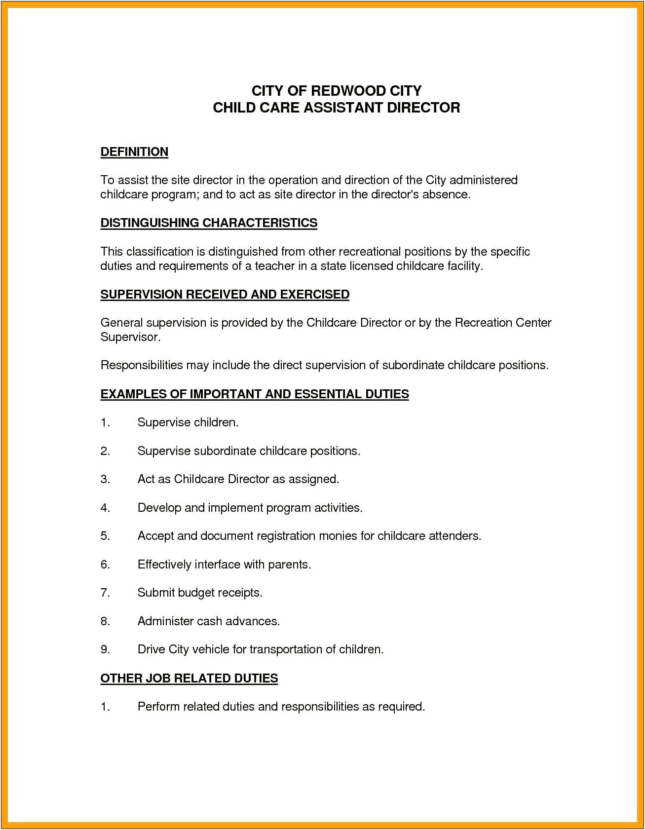 Child Care Skills Summary For Resume