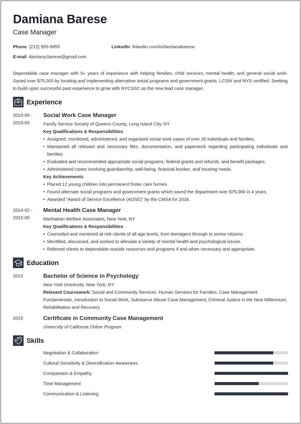 Child Welfare Case Manager Job Description Resume