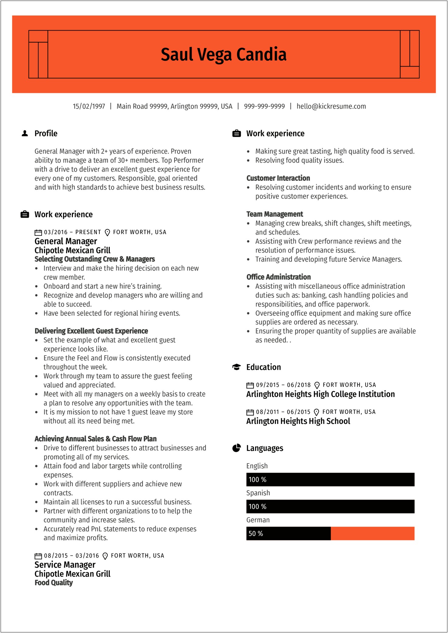 Chipotle Crew Member Job Description Resume