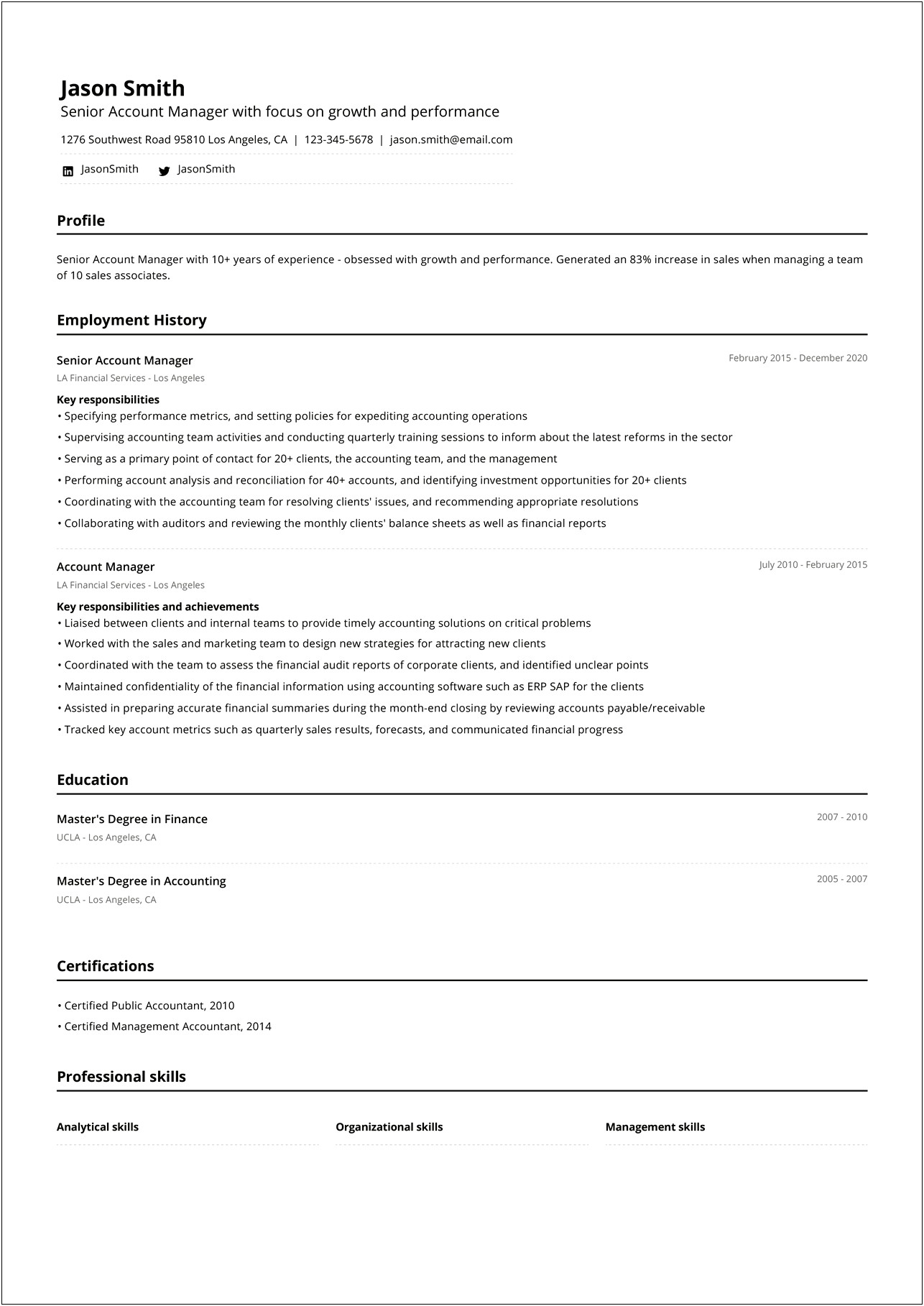Chronological Resume Format For Job