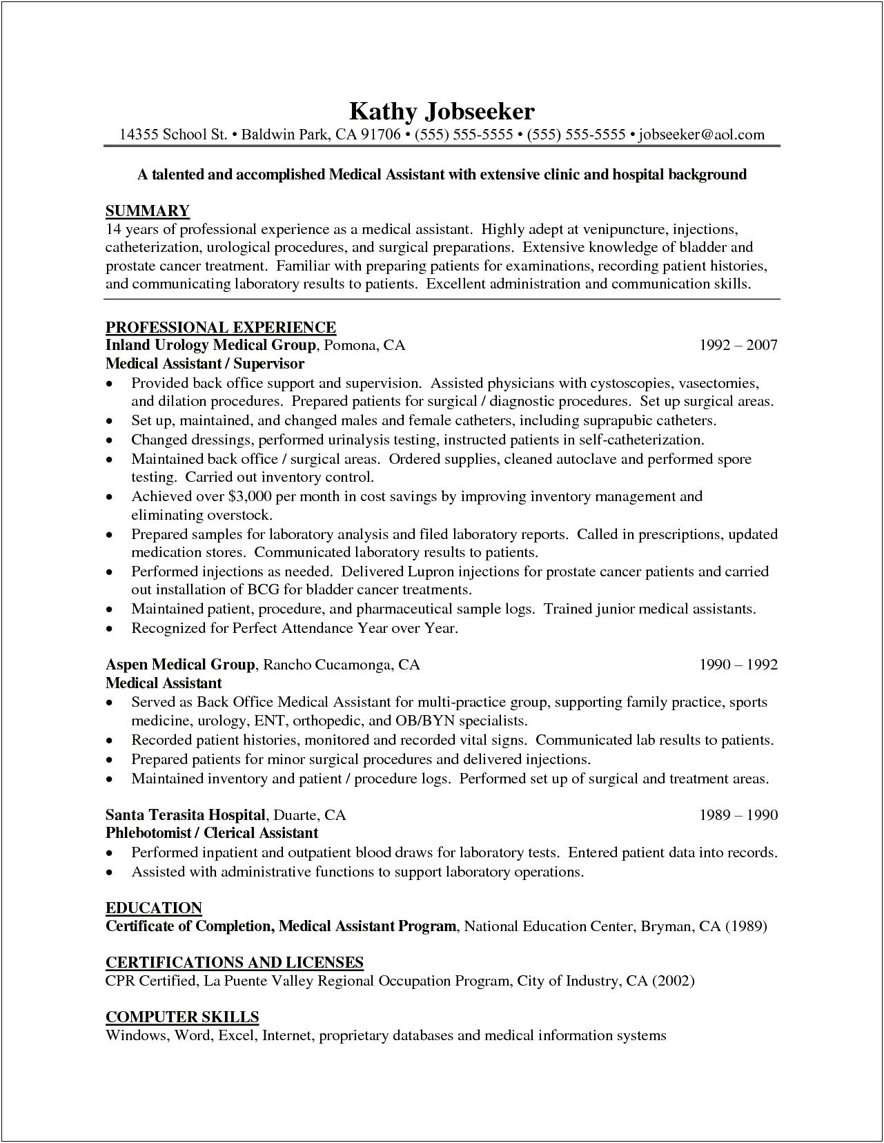 City Recording Secretary With Management Experience Resume