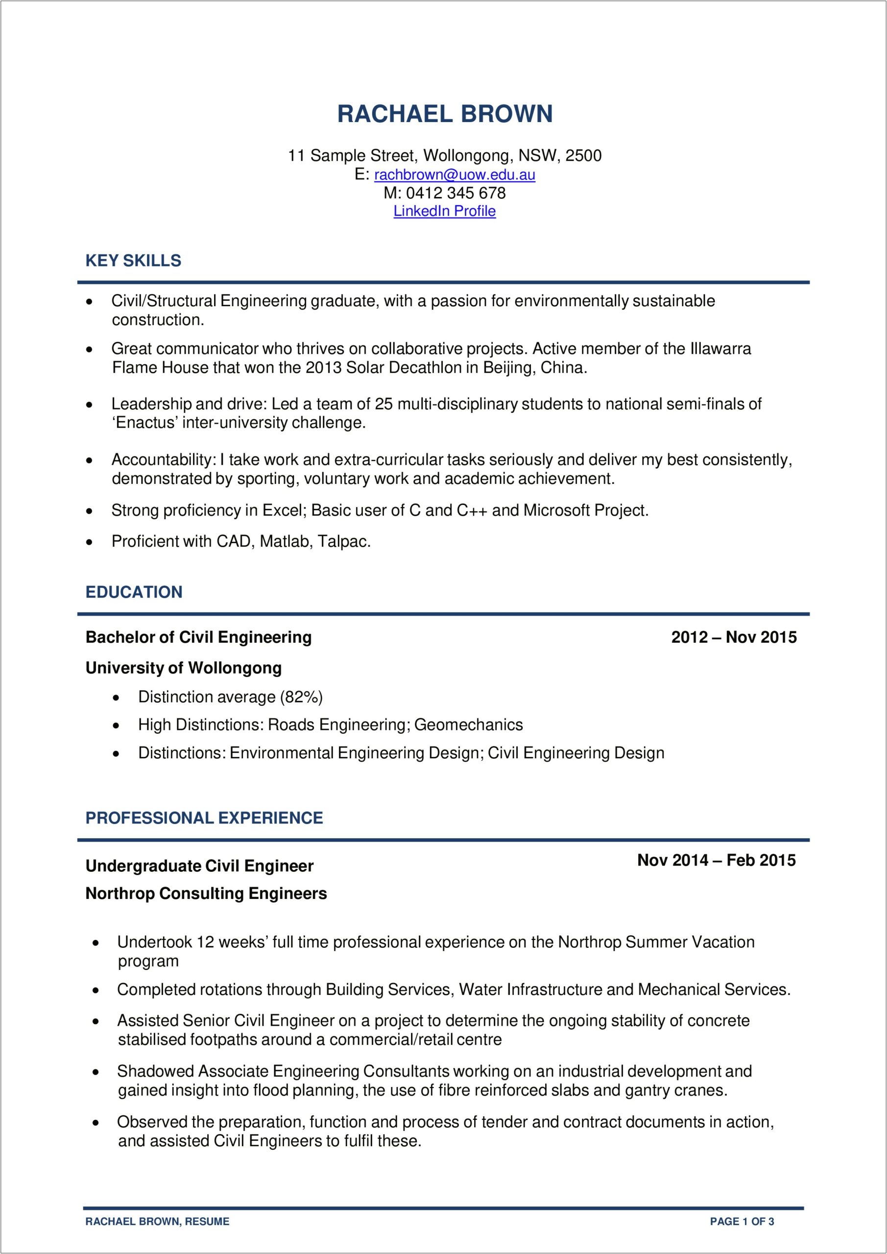Civil Engineering Job Description For Resume