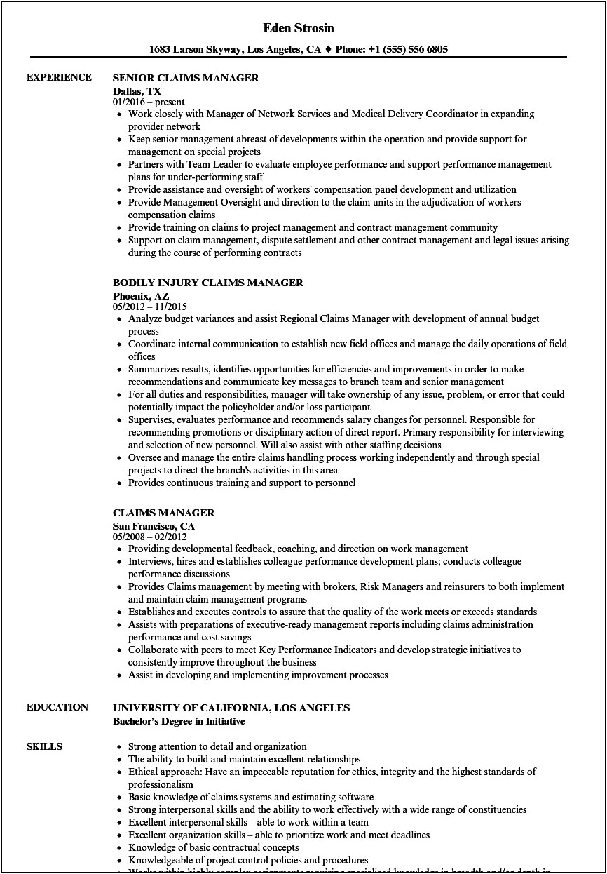 Claims Coordinator Resume Objective Statement