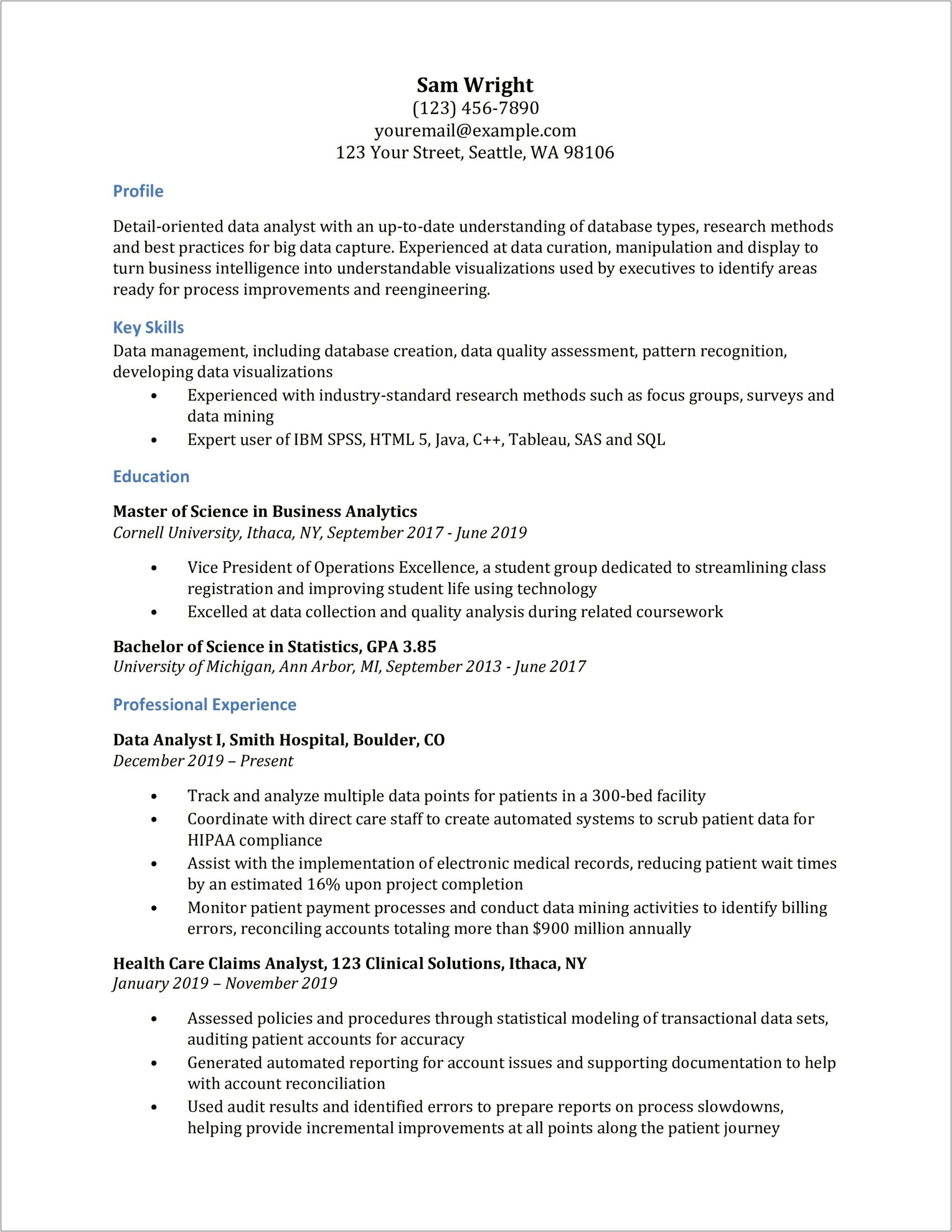 Classification Analysis And Reporting Skills For A Resume