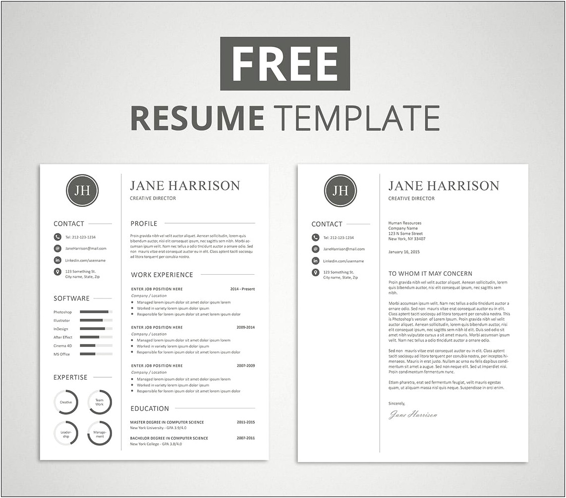 Clean One Page Resume Psd Template