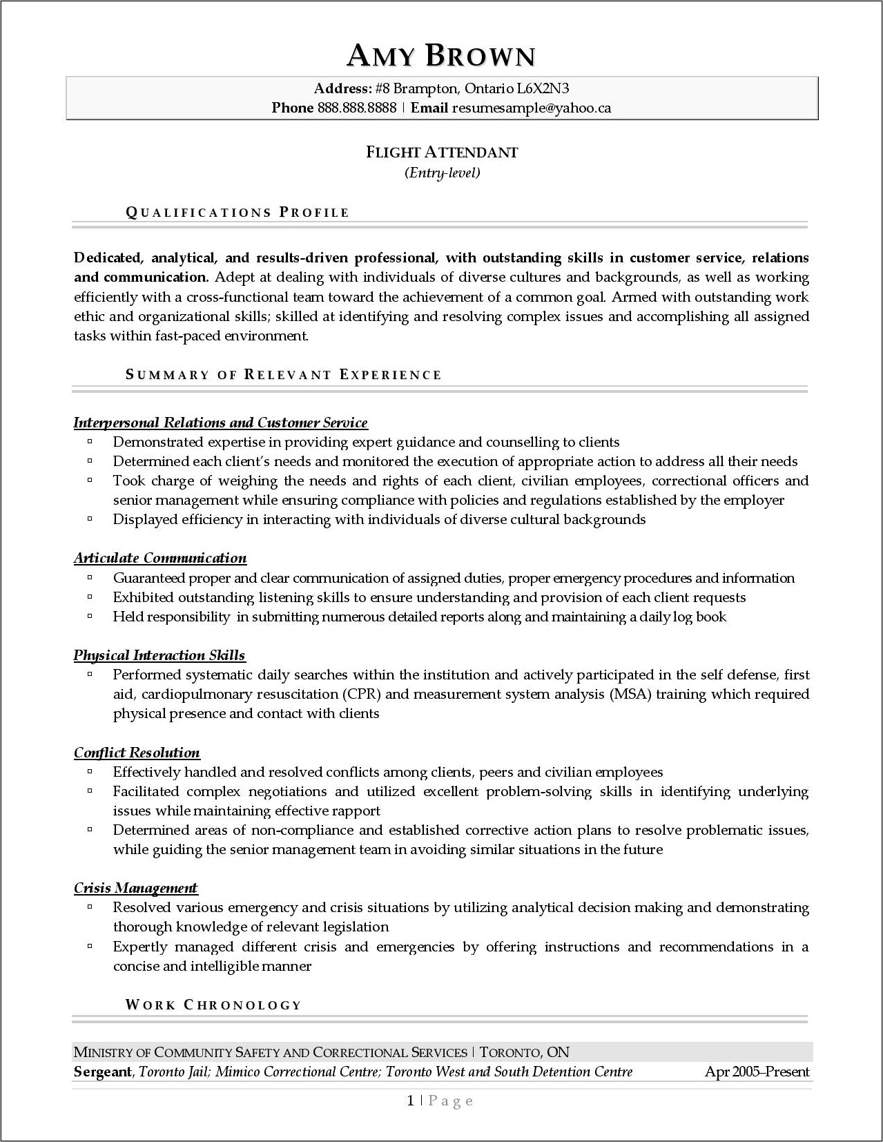 Client Care Counsellor Resume Sample