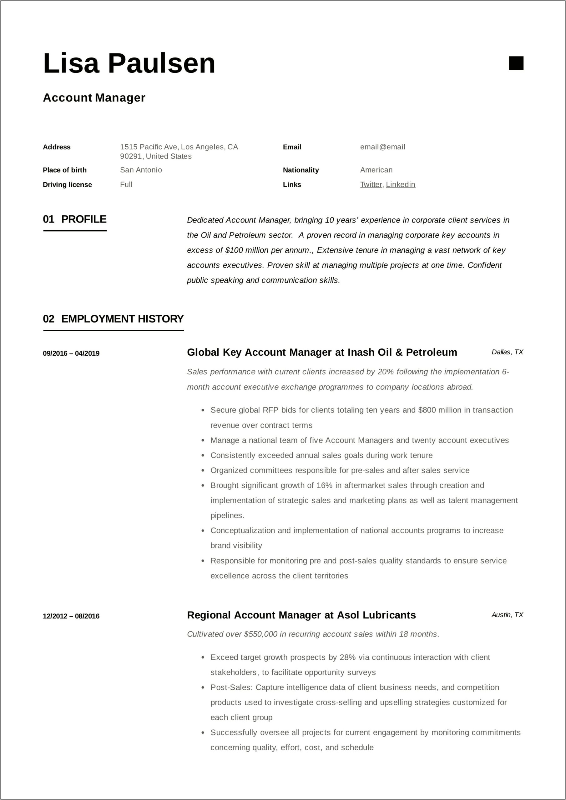 Client Manager Resume Key Workds