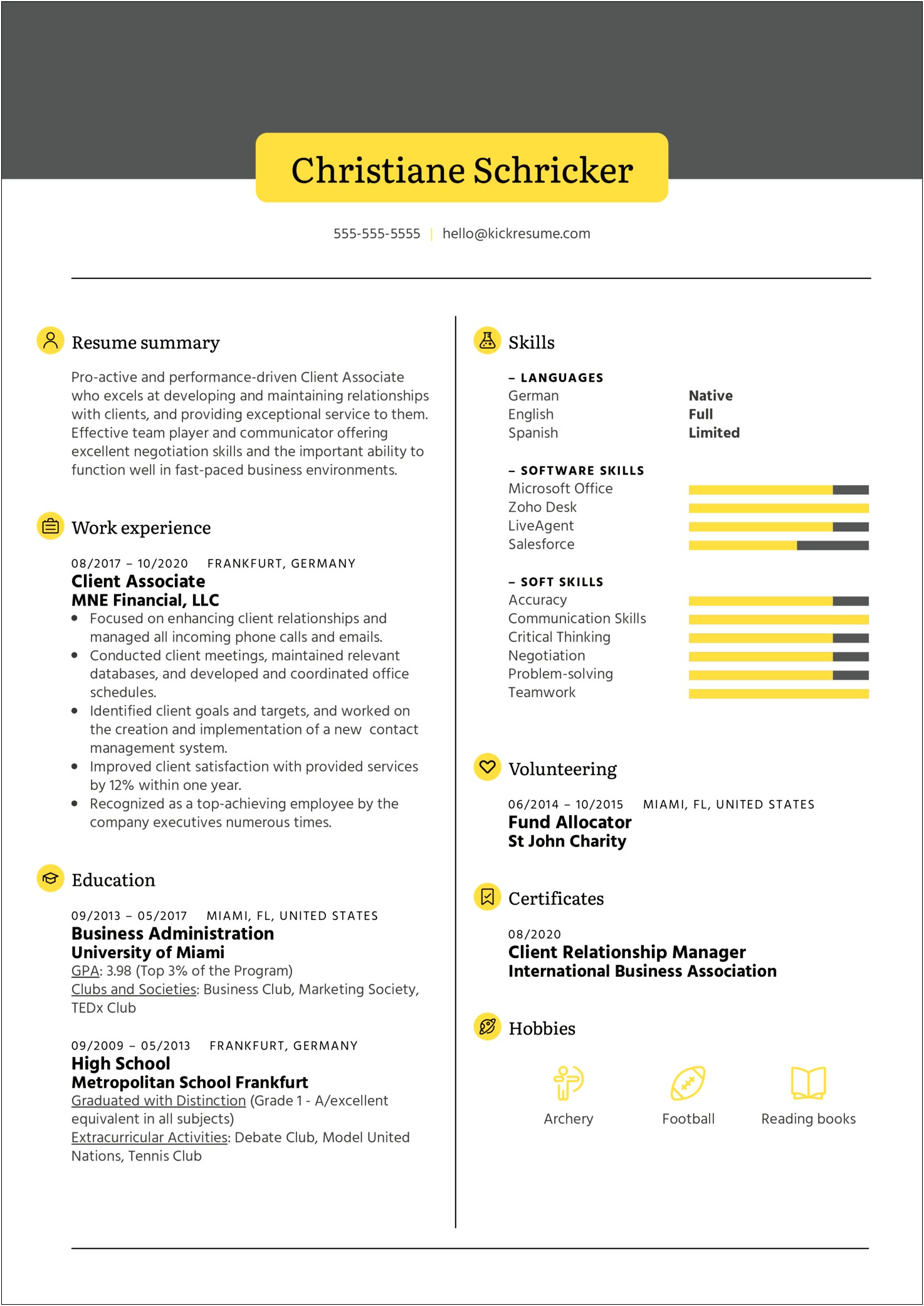 Client Relations Skills For Resume