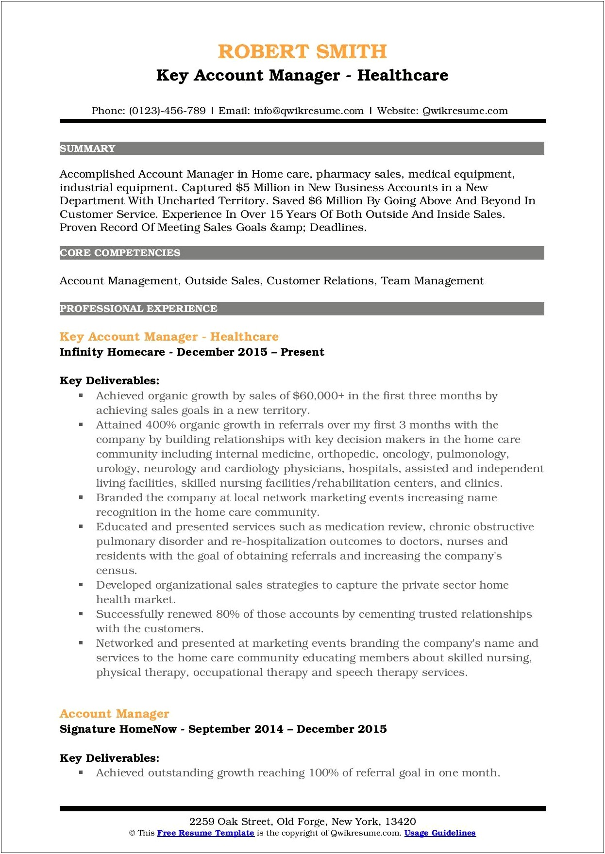 Client Service Account Manager Resume