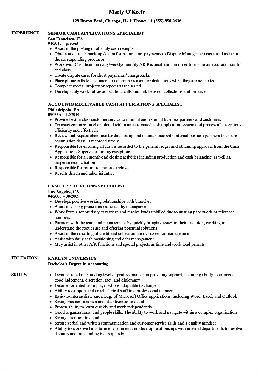 Clinical Application Specialist Resume Sample