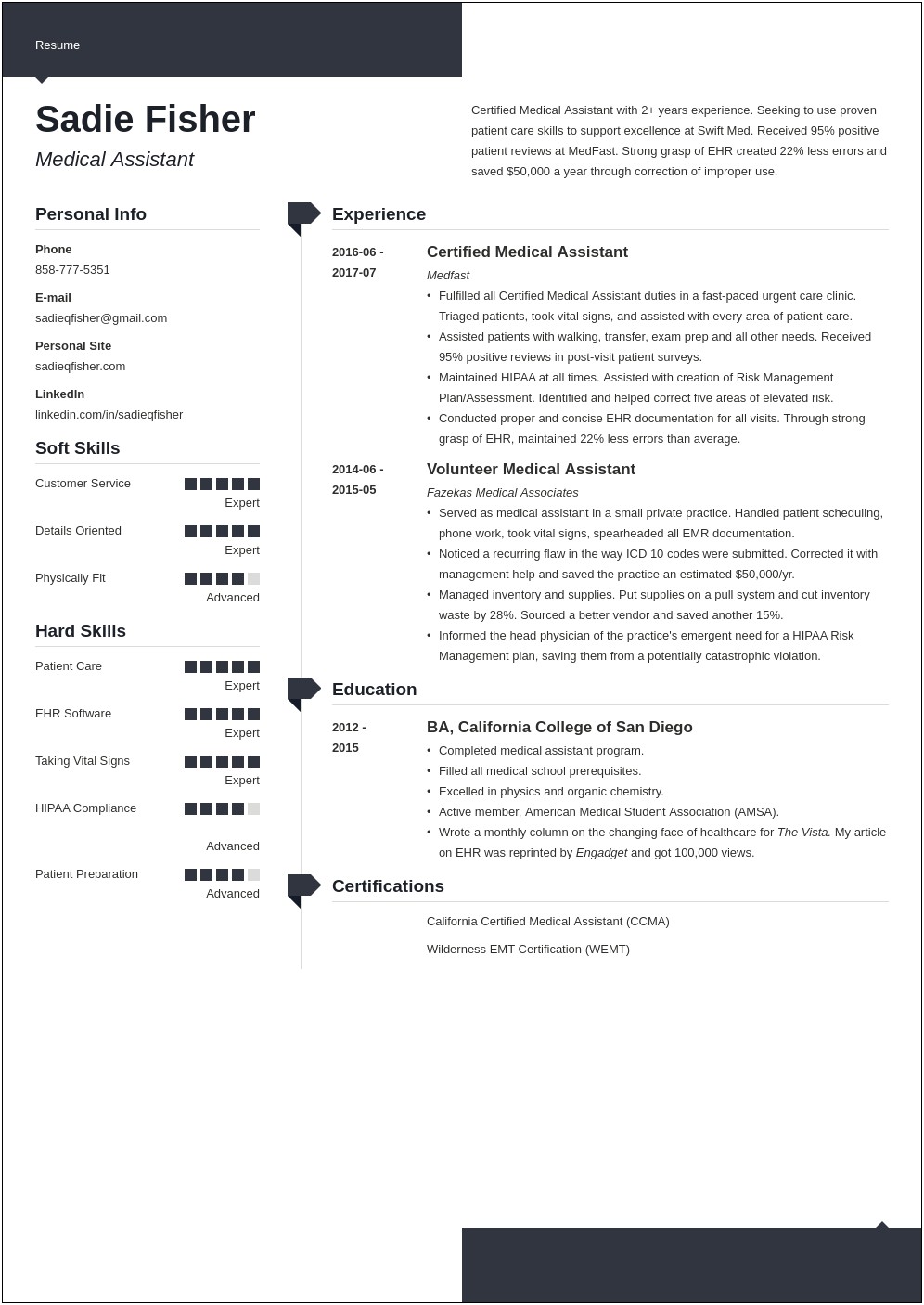 Clinical Medical Assistant Resume Sample