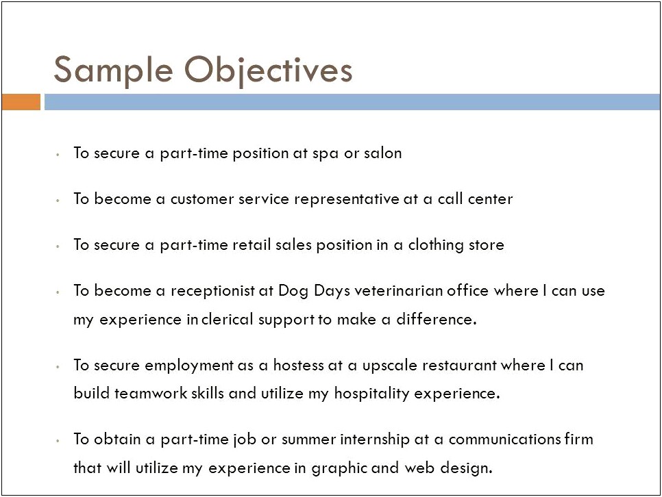 Clothing Store Objectives For Resumes