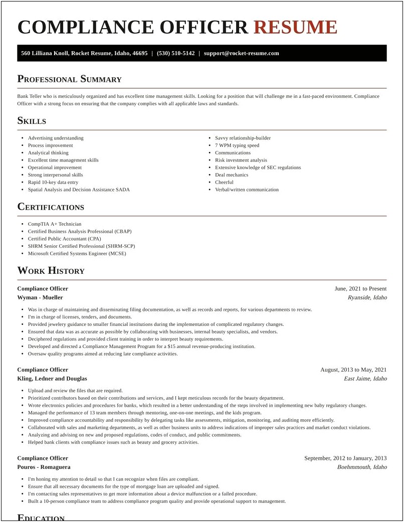 Code Enforcement Officer Resume Examples