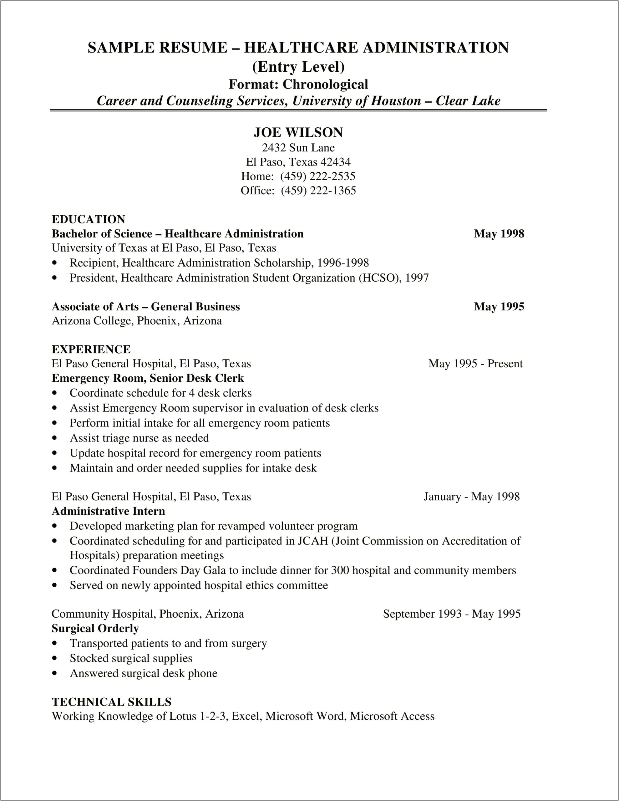 College Career Counsel Job Resume Healthcare