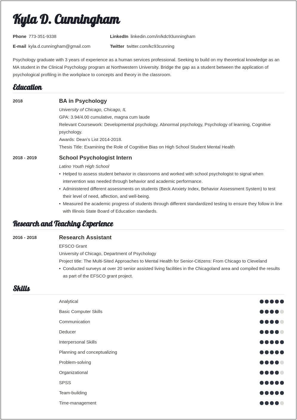 College Graduate Objective For Resume